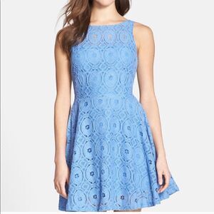 BB Dakota Floral Lace Fit & Flare Embroidere Mini Dress Blue Women’s Size 4